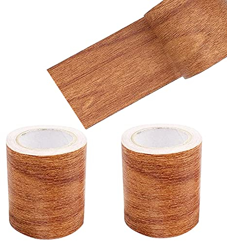 Guidre 2 rotoli di nastro adesivo effetto legno, riparazione realistica delle venature del legno, autoadesivo, per battiscopa morbidi, porte, carta da parati, mobili, 8 cm x 4,57 m (rosso)