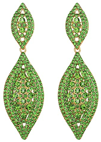 EVER FAITH Damen Ohrringe Österreichische Kristall Hochzeit Braut Charm 2 Blatt Drop Baumeln Ohrstecker Hellgrün