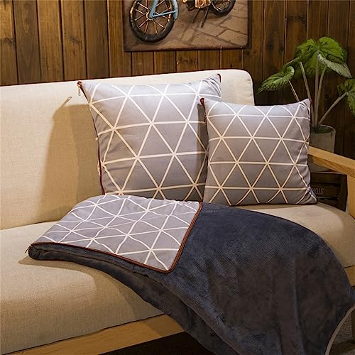 Surwin Kuscheldecke Flanell Decke, Reisedecke, Kissen Decke 2 in 1, Weich Sofadecke, Modern Reißverschluss Verwandlungskissen Decke für Sofa Ruhe Auto Büro Zuhause Schlafen (150x200cm,Graues)