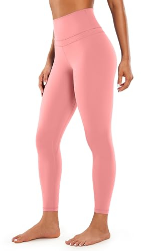 CRZ YOGA Damen Naked Feeling Sport Leggings High Wasit Sporthose Yogahose Blickdicht Lange Yoga Leggins - 64cm Lotus Rosa 38