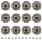 GORGECRAFT 1 Box 12Stk Knöpfe Mit Schraubverschluss 30mm Runde Form Conchos Schwarz Künstliche Türkisfarbene Vintage-Knöpfe Sonnenblume Dekorative Schrauben Nieten Schnallen DIY-Lederhandwerk
