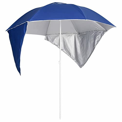Homgoday Sombrilla de playa con paredes laterales azul, 215 cm, sombrilla para exteriores, toldo para refugio, sombrilla para patio