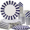 Obussgar Il Set di stoviglie a Righe comprende Piatti, tovaglioli, Bicchieri di Carta per Feste di Compleanno, Lauree, Matrimoni, Baby Shower (Blu Scuro 24)