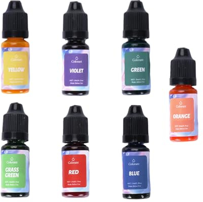 ALLAVA Coloration de cire de bougie, 7 couleurs, pour couler, cire de soja, cire d'abeille, cire de paraffine, cire gel, 10 ml chacune
