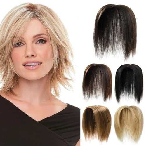 PARXITN Hair Toppers for Women mit dünnem Haar Clip in Toupet Haarverlängerungen Real Wiglet Haarteile 45cm Haar Topper Echthaar Dunkelbraun