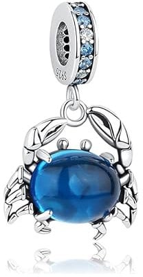 Nbsameng S925 Sterling Silber Anhänger für Pandora Armbänder und Halsketten, ein DIY Urlaub Schmuck Geschenk für Damen, Krabbe - Blau