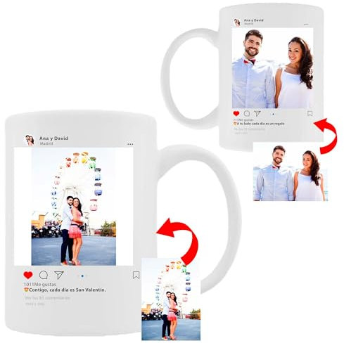 ELISA BOTELLA Pack 5 tazas personalizada con foto, taza personalizada redes sociales foto y texto, taza personalizada con texto, taza de regalo para san valentin (5)