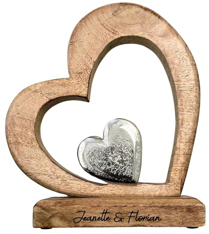 C|UTE – Herz aus massivem Holz mit personalisierter Gravur | Hochzeitsgeschenk Geld, Silberhochzeit Geschenk, Holzhochzeit, Geldgeschenk, Hochzeitsgeschenke für Brautpaar, Hochzeitstag & Jahrestag
