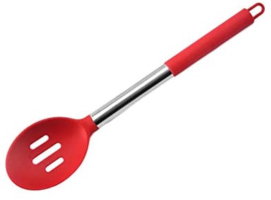 rockible Silicone Kitchen Serving Spoon Tablespoons Set for Party Kitchen Buffet, Red Slotted Spoon