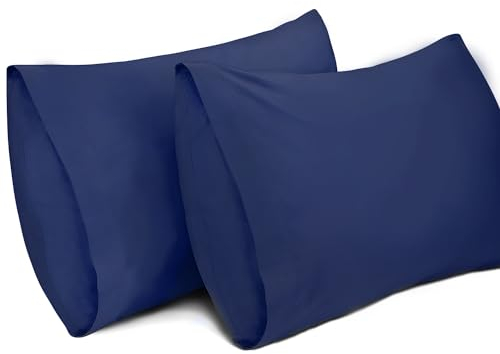 Lirex 2er Pack Kissenbezug 50 x 75 cm - 100% Baumwolle Kissenbezüge-Anthrazit-Kissenhülle-Hypoallergen, Oeko-TEX Zertifiziert, Dunkelblau