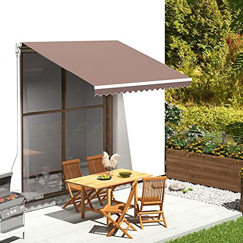 Homgoday Tessuto di ricambio per tenda da sole, tenda da sole in tela, tenda da esterno per finestre, porte, tettoie da giardino, patio, parasole per esterni, marrone, 3 x 2,5 m