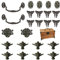 MOROBOR Jewelry Box Antique Lock Latch Hasp Hinges Handle Box Corner Protectors Kit for DIY Jewelry Box Bronze 2 Sets 24Pcs, Wood Case Jewelry Chest Storage Box, Box not Included