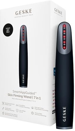 GESKE Skin Firming Wand | 7 in 1 | Anti-Aging | Mikrostrom Facelift | Reduziert Alterserscheinungen | Fortschrittlicher Facial Firmer | Red LED Light Technology