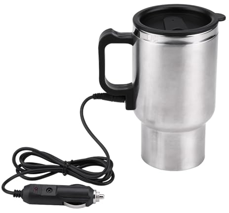 Nikou Tasse Chauffante de Voiture électrique, 12V Tasse Chauffante pour Voiture, 450ml Bouilloire de Voiture Portable