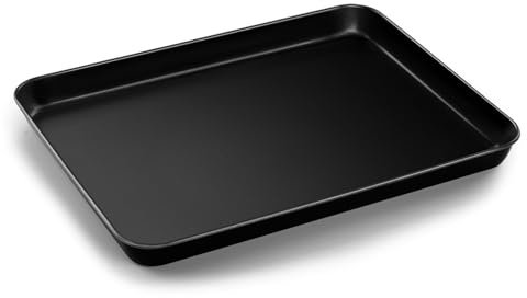 TEAMFAR Ofenblech, Rechteckig Backblech Backform aus Karbonstahl mit Antihaftbeschichtung, Kuchenblech Fettpfanne für Backen Kochen Servieren, Gesund & Robust, Leicht zu Reinigen, 31,6 x 24,6 x 2,5 cm