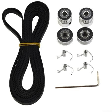 Robuste 2 x GT2 Riemenscheibe, 20 Zähne, Bohrung 5 mm + GT2 6 mm Zahnriemen und 2 x Spannrolle, 4 x Spannung F8M6, zuverlässiger Betrieb