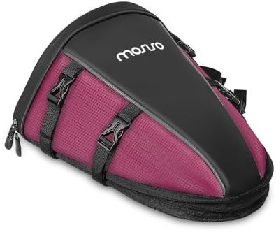 MOSISO Borsa Moto Posteriore Sella Moto Multifunzionale Poliestere Impermeabile,Serbatoio Leggero 10L Motocicletta Esterno Sedile Posteriore Borse Mano Borsa Porta Attrezzi con Tracolla, Rosa Rosso