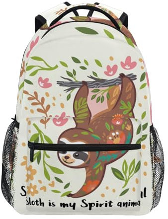 Schulrucksack mit Faultier ist mein Geist, Tier-Design, für Jungen und Mädchen, Grundschultasche, Mittelkinder-Rucksack, Schultasche, Teenager, leicht, lässiger Tagesrucksack, #19, M