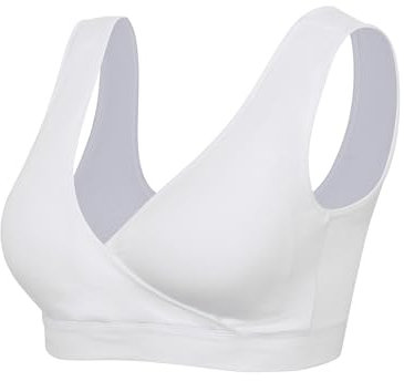 Lemef Nursing Sleep Bras Wirefree Maternity Breastfeeding Bras No Padding White Size S