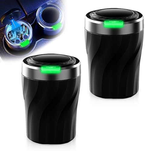 WIYETY Auto Aschenbecher Mit Deckel: 2 Stück Geruchsdicht, Tragbar, Rauchfrei Aus Edelstahl, Selbstverlöschend für Haus, Büro