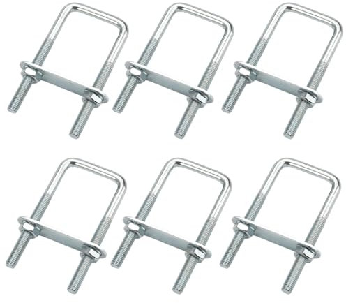 6 Pezzi Bulloni a U Quadrato, M8 40 x 100 mm U Bolt Acciaio Inox, Bullone a U In Acciaio Inox, M8 Bulloni a U,Quadrati Bulloni U con Piastra del Telaio e Rondelle,per Serraggio Tubi,Traino Auto,Barche
