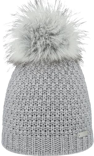 Eisglut Strickmütze mit Kunstfellbommel Lilottal Made in Germany