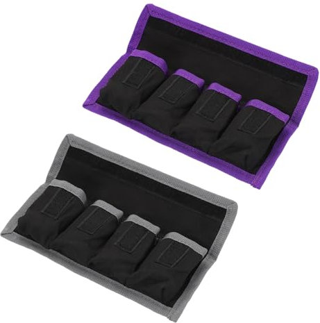 PATIKIL Kamera Akku Tasche, 4 Taschen Nylon DSLR Akku Tasche Halter Aufbewahrungstasche für AAA Akku und LP-E6 LP-E8 NP-FW50 EN-EL14 EN-EL15 Akku (Grau, Lila)