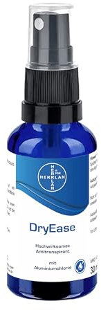 Antitranspirant DryEase 30 ml - Hochwirksamer und effektiver Schutz vor Schweiß und Geruch bei primärer als auch bei sekundärer Hyperhidrose I HERRLAN-Qualität I Made in Germany