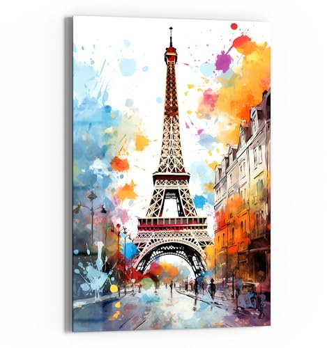 DEQOART Glasbild Echtglas | Motiv Paris im Farbenrausch | vertikal einteilig 40x60 cm | schöne Dekoration | Wandbild für Wohnzimmer, Schlafzimmer, Flur & Küche | moderne Wanddeko