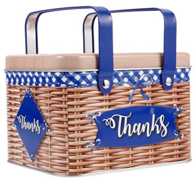 BEBEMOKO Handle Design Cookie Tin Metal Cake Storage Tin Snack Box Container Airtight