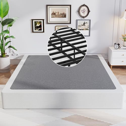 Awesofurni Queen Box Spring, 8 Inch Box Spring for Queen Bed, 3000 lbs Heavy Duty Metal Frame Mattress Foundation with Fabric Cover, Easy Assembly-Noise Free