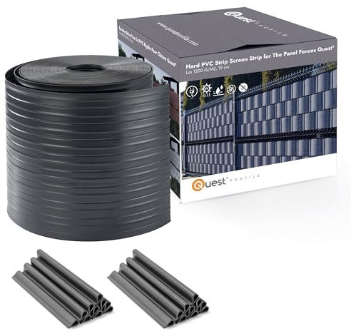 Quest Sichtschutzstreifen für Doppelstabmatten – PVC Sichtschutz 26m x 19cm – 900g/m² – (Anthrazit RAL 7016 + 20 Clips) für Garten, Balkon, Terrasse