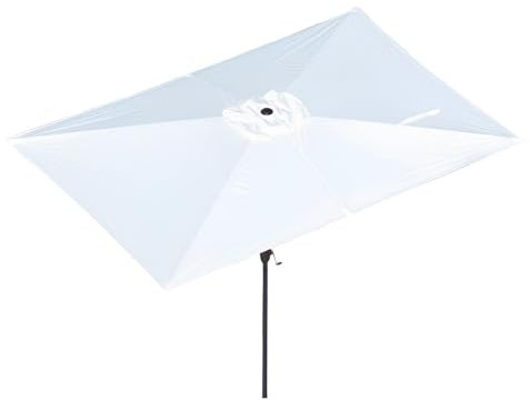 PQPQLI Ombrellone da Giardino 300x200 Cm con Manovella, Ombellone da Spiaggia Rettangolare, con 6 Stecche, per Giardino, Spiaggia E Balcone, Senza Base(off-Whit)