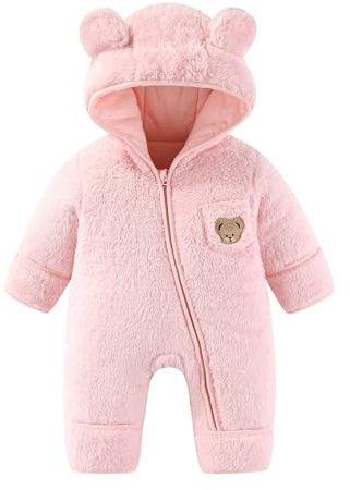 JiAmy Tuta da Neve Invernale per Neonato Bambino Bambina, Ciniglia Pagliaccetto Addensare Abiti Tute Invernale Tutina Neonati Neonata Maschio 0-12 Mesi