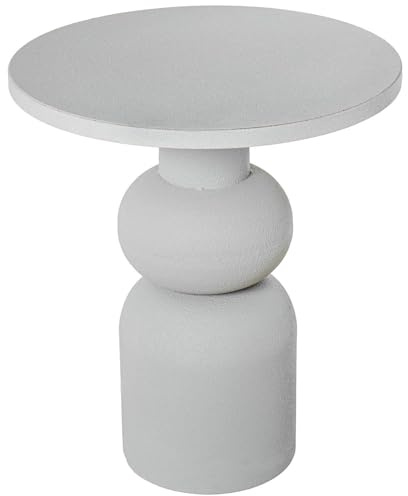 DRW Runder Beistelltisch aus Metall in Weiß, 45 x 45 x 55 cm