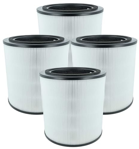vhbw 4X Aktivkohlefilter kompatibel mit Bosch Air 4000 Luftreiniger - H13 Luftfilter Schwarz Weiß