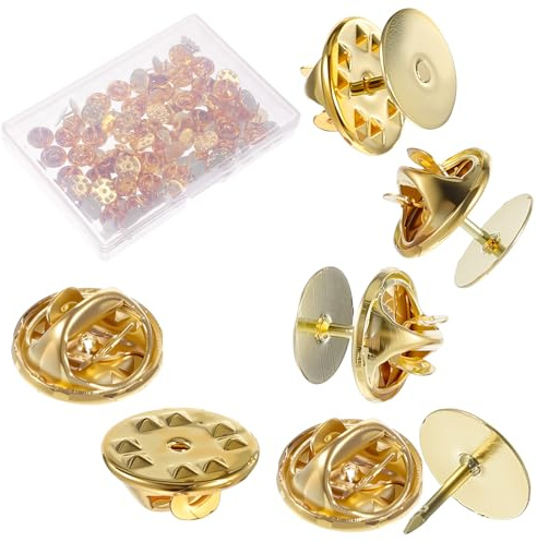 Guduling 50 Stück Locking Pins, Anstecknadeln Pins Gold mit 10mm Nadeln | Schmetterling Pin Verschluss aus Metall, Butterfly Pin Clutch zum Basteln von Broschen,Krawatten,Hüten,Abzeichen