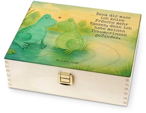 Mr. & Mrs. Panda Tee-Aufbewahrungsbox Frosch Liebe Design - Geschenk, Teedose, Froschkönig, holz, Verlobt, Tee Box, Frösche, Teebox, Organizer, Küssen, Hocheitstag