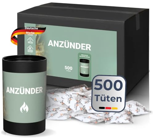 Kaminanzünder 500 STK. - Ideal für Kamin, Grill & Feuer | Geruchlose Grillanzünder Kohleanzünder Ofenanzünder Feueranzünder