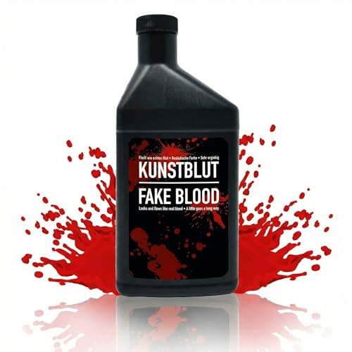 Trendandstylez Faux sang 1 litre pour peau et vêtements – Faux sang réaliste pour Halloween, lavable, sang de théâtre épais pour plaies, costume de vampire et de zombie