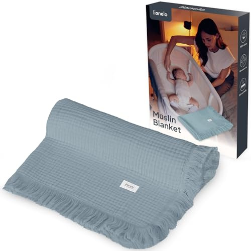 Lionelo Bamboo Blanket, Babydecke, Kuscheldecke Baby, leichte Bambusdecke | Wickelauflage, 100% Baumwolle, nNatürlich, Weich, Antibakteriell, Hypoallergisch, vom 1. Lebenstag an, 100x75cm