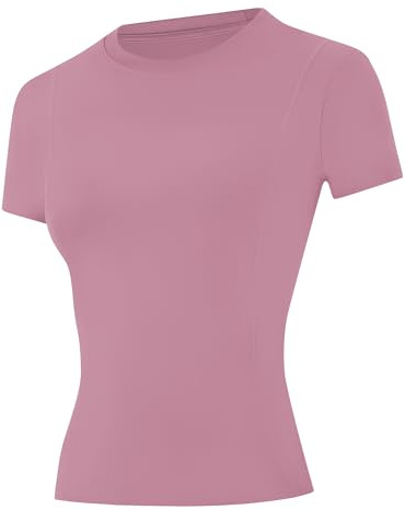 Runhit Kompressionsshirt Damen Kurzarm, Sportshirt mit Klassischem Schulter-Schnitt, Atmungsaktives Funktionsshirt Schnell trocknend, Sport T-Shirt für Fitness Gym Laufen Yoga