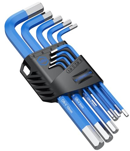 VORXEON 9PCS Allen Key Set Hex Key 1.5, 2, 2.5, 3, 4, 5, 6, 8, 10mm, Metric Long Hex End Wrench Set Allen Keys with Visible Coding for Bike Motorcycle Repair Furniture Assembly Household DIY