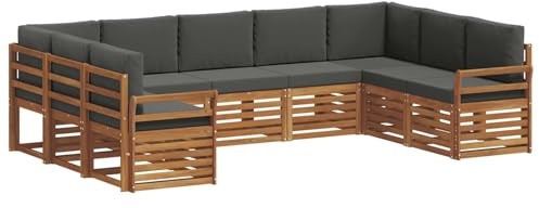 vidaXL Sofagarnituren 9 pcs Natur und Anthrazit Massivholz Akazie, Moderne Gartenbank, strapazierfähige Eckmöbel für draußen, gemütliches Loungeset für Terrasse und Patio