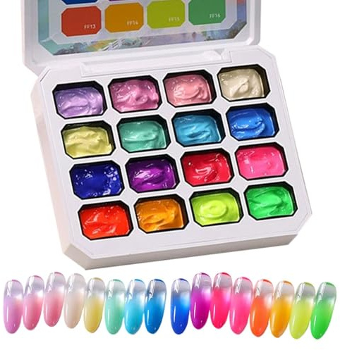 Palette di gel per unghie Pat Paint da 16 colori, gel per unghie in spugna Pat per coprire linea del lettos ungueale, kit smalto sfumato estivo per gli appassionati del fai da te