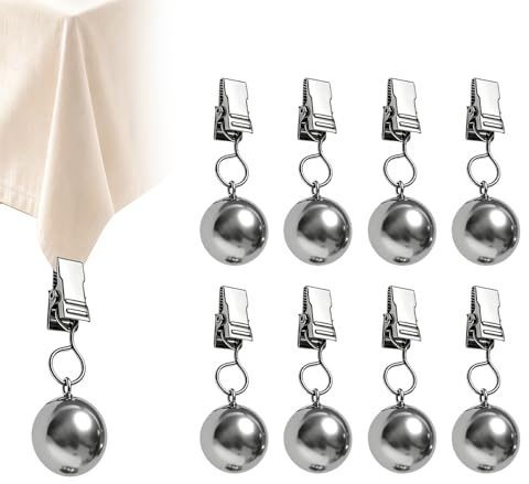 XPJBKC Lot de 8 Poids de Nappe, Clip de Nappe Sphérique en Métal, Poids Lourds pour Extérieur, Cuisine, Mariage, Fête, Pique-Nique