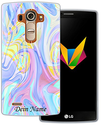 Mobilefox Liquid mit Namensdruck transparente Silikon TPU Schutzhülle 0,7mm dünne Handy Soft Case passend für LG G4 Liquid Lila - Clear Back Cover Text