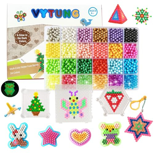 Vytung Water Fuse Beads 3600 pcs 24 Colors(6 Jelly) for Kids Beginners Activity Pack (24 Color Pack)