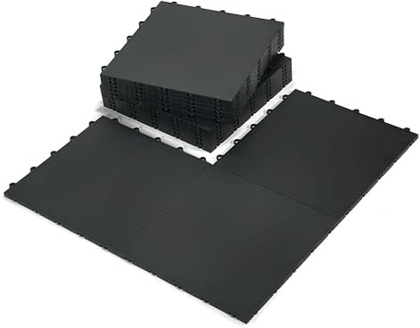 Hockey Revolution Farbige Dryland-Bodenbelag-Fliesen, glatte ineinandergreifende Trainingsfläche zum Kleben, Schießen, Passing (15 Fliesen), Schwarz