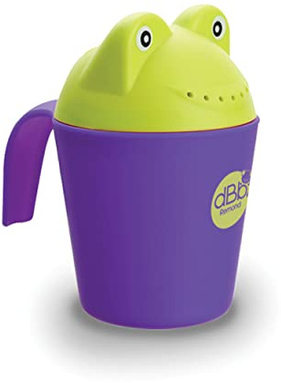 dBb Remond Rince-tête Bébé – Arrosoir de Bain - Gobelet de Rincage pour Cheveux de Bébé - Rince Shampooing Enfant - Poignée Accrochable - Jouet de Bain – Violet & Vert